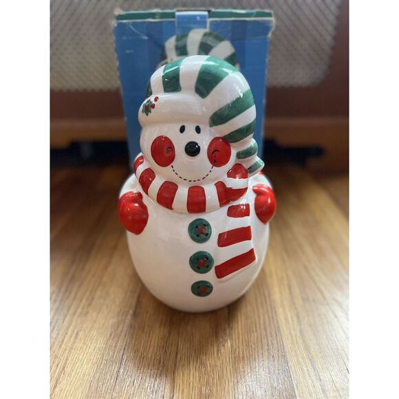 Other - Snowman Holiday Christmas Winter Cookie Jar Vtg Ceramic 11" Frosty Collectible